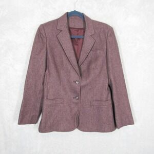 Daniel for Spellbound Vintage Wool Tweed Blazer Size 12 Burgundy Plum Two Button